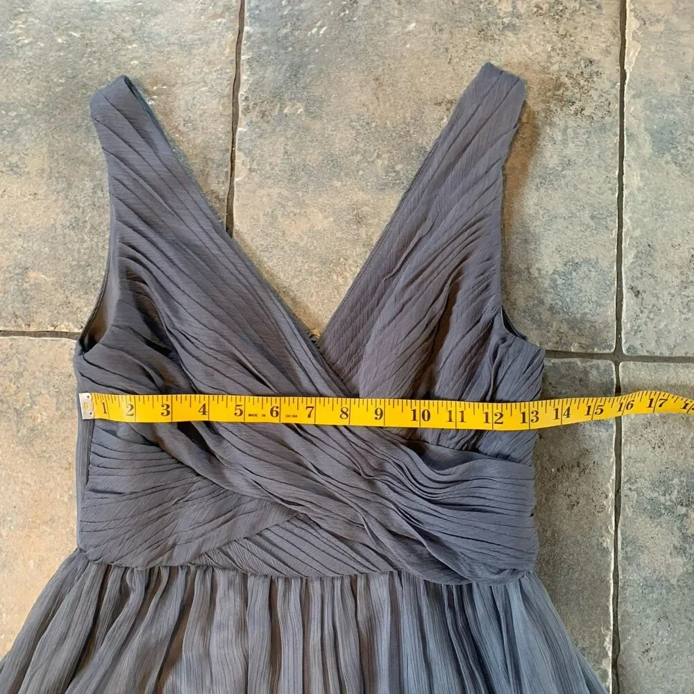 Anthropologie BHLDN Angie Gray Chiffon Dress Womens XS Bridesmaid Prom Formal - Picture 6 of 7